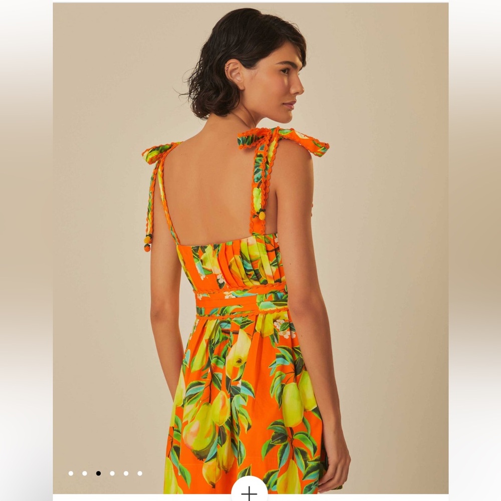 Bright Orange Tropical Tie-Shoulder Mini Dress - Picture 2 of 7